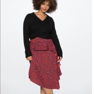 Eloquii printed skirt with ruffle